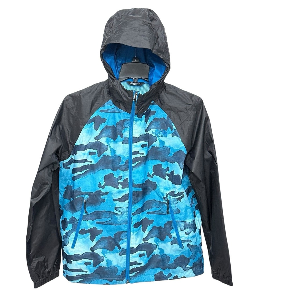 The North Face Jacket Mens Medium DRYVENT Blue Windwall Camo Lightweight‎ Hooded